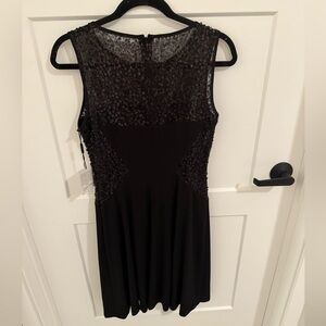 Calvin Klein Black Sequin Sleeveless Fit & Flare Dress Size 4 NWT Cocktail